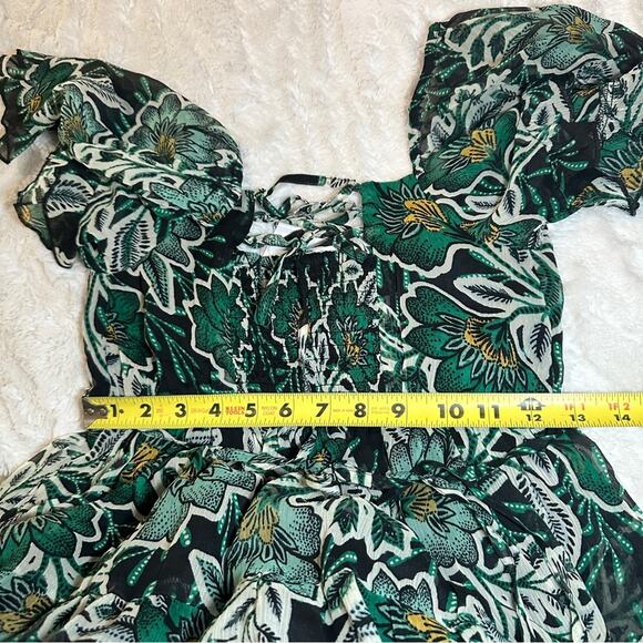 Band Of The Free XS Black Emerald Maisie Emerald Floral Mini Dress Boho Gypsy - Picture 9 of 13